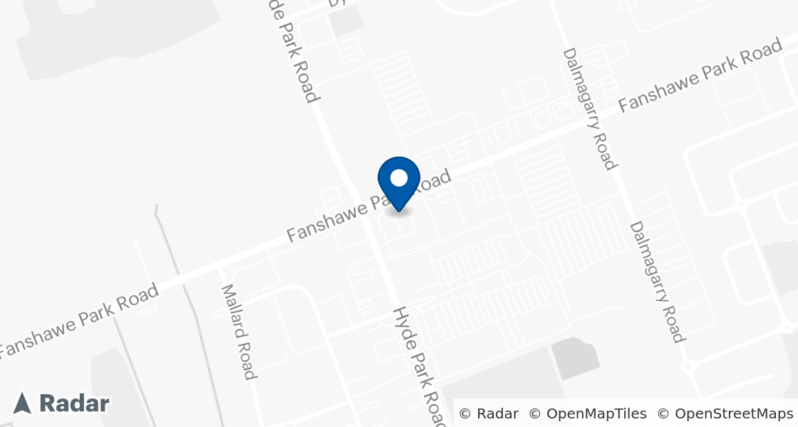 Map of Dairy Queen Location:: 1426 Fanshawe Park Rd, London, ON, N6G 0A4