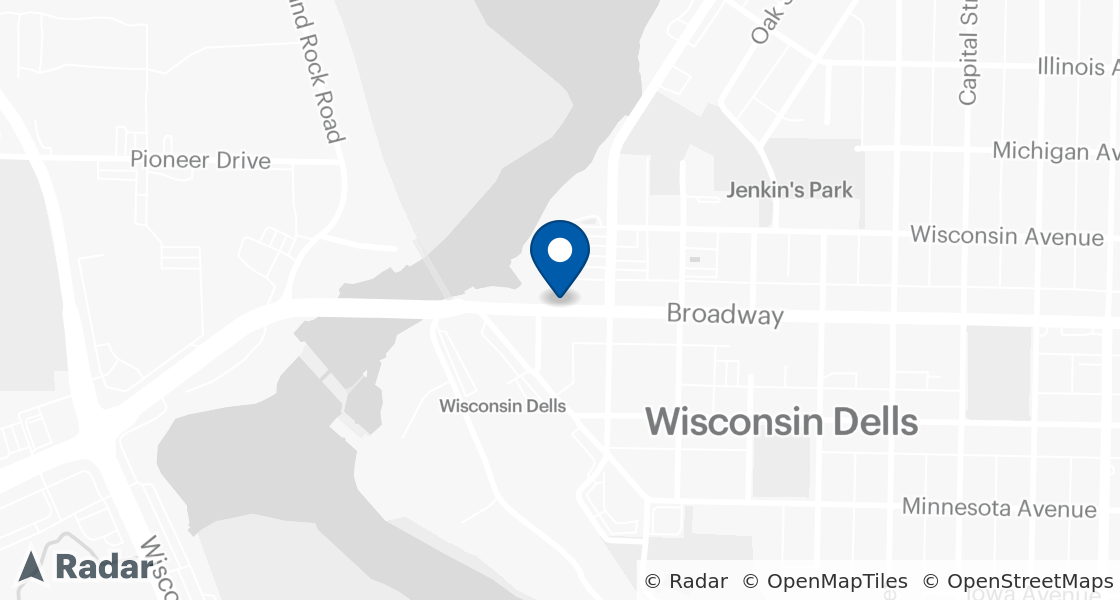 Map of Dairy Queen Location:: 109 Broadway, Wisconsin Dells, WI, 53965-1549