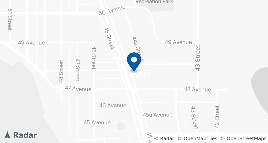 Map of Dairy Queen Location:: 4747 - 45th Street, Rocky Mountain House, AB, T4T 1A8