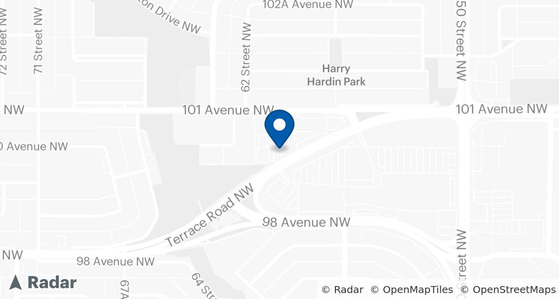 Map of Dairy Queen Location:: 6104 Terrace Rd, Edmonton, AB, T6A 3Z1