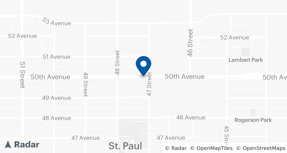 Map of Dairy Queen Location:: 4706 50 Ave, St Paul, AB, T0A 3A3